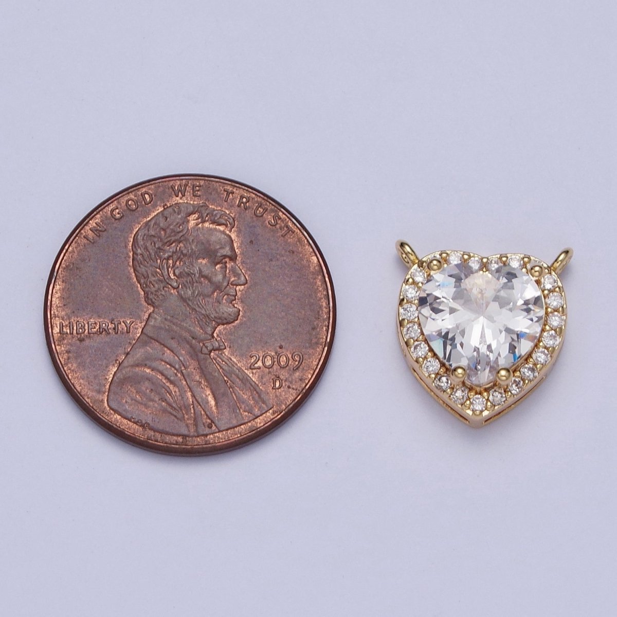 16K Gold Filled 11.5mm Clear Micro Paved CZ Heart Connector | G525 - DLUXCA
