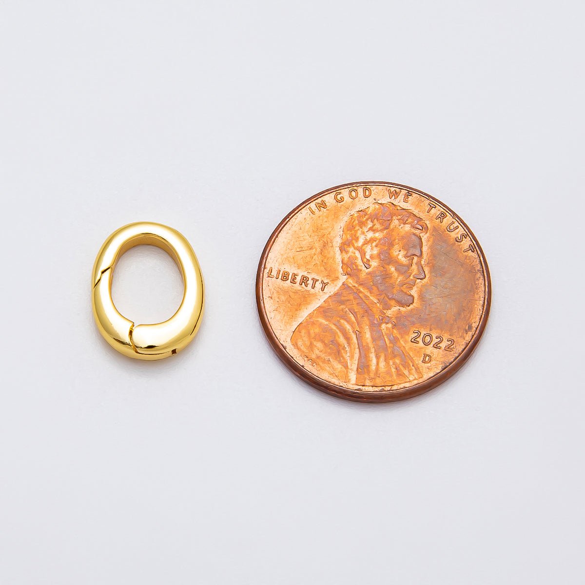 16K Gold Filled 11.5mm Minimalist Push Gate Oval Enhancer Charm Holder | Findings - 00134 - DLUXCA