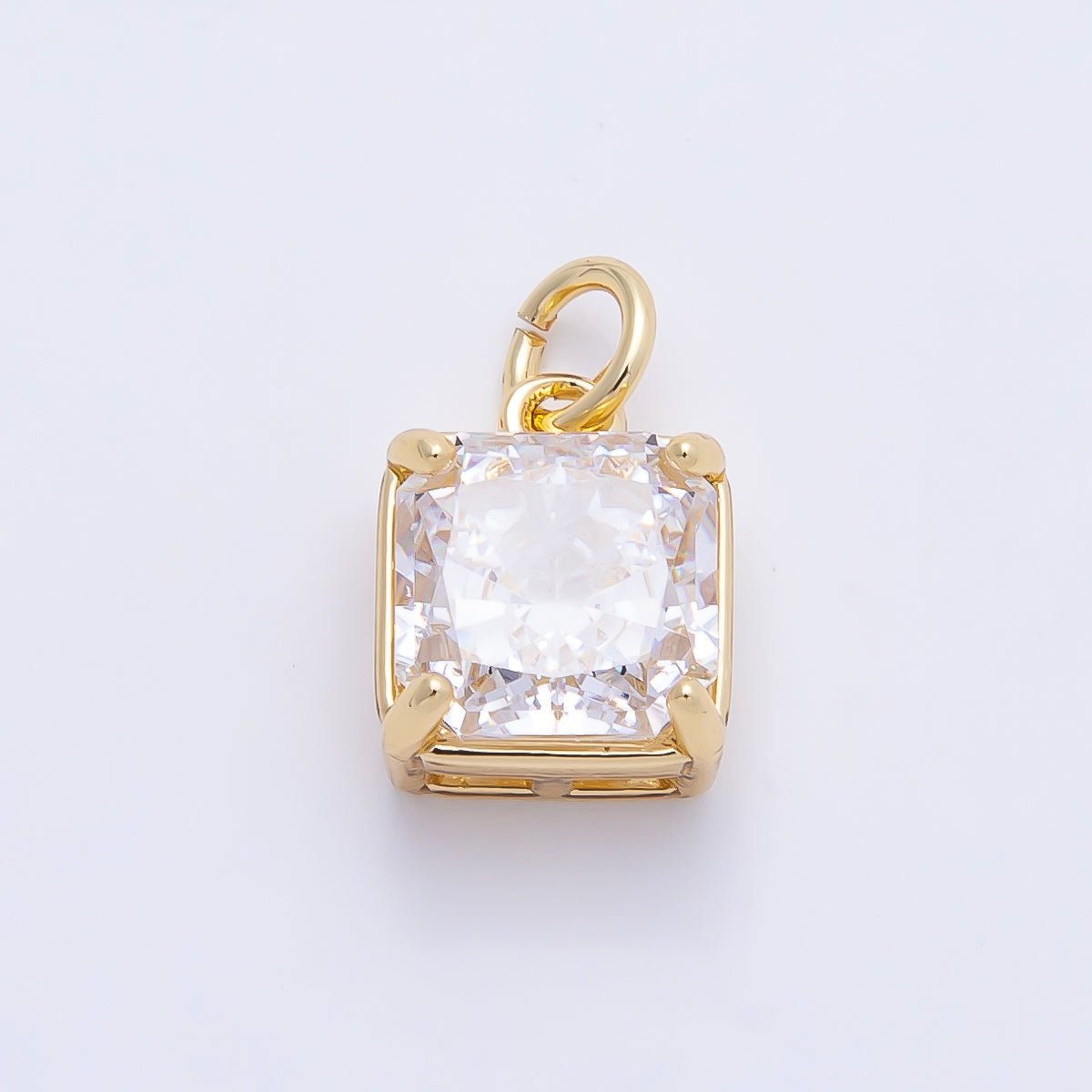 16K Gold Filled 11mm Birthstone CZ Square Charm | Charms-01172 ~ Charms-01183 - DLUXCA