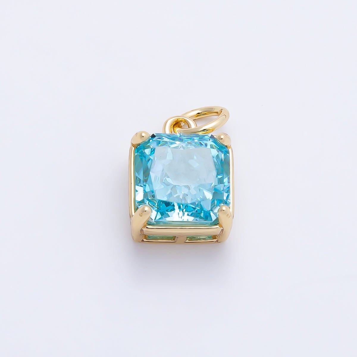 16K Gold Filled 11mm Birthstone CZ Square Charm | Charms-01172 ~ Charms-01183 - DLUXCA