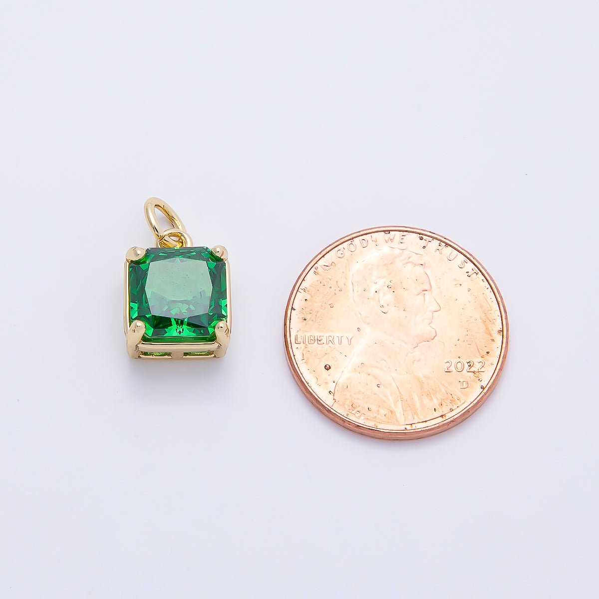 16K Gold Filled 11mm Birthstone CZ Square Charm | Charms-01172 ~ Charms-01183 - DLUXCA