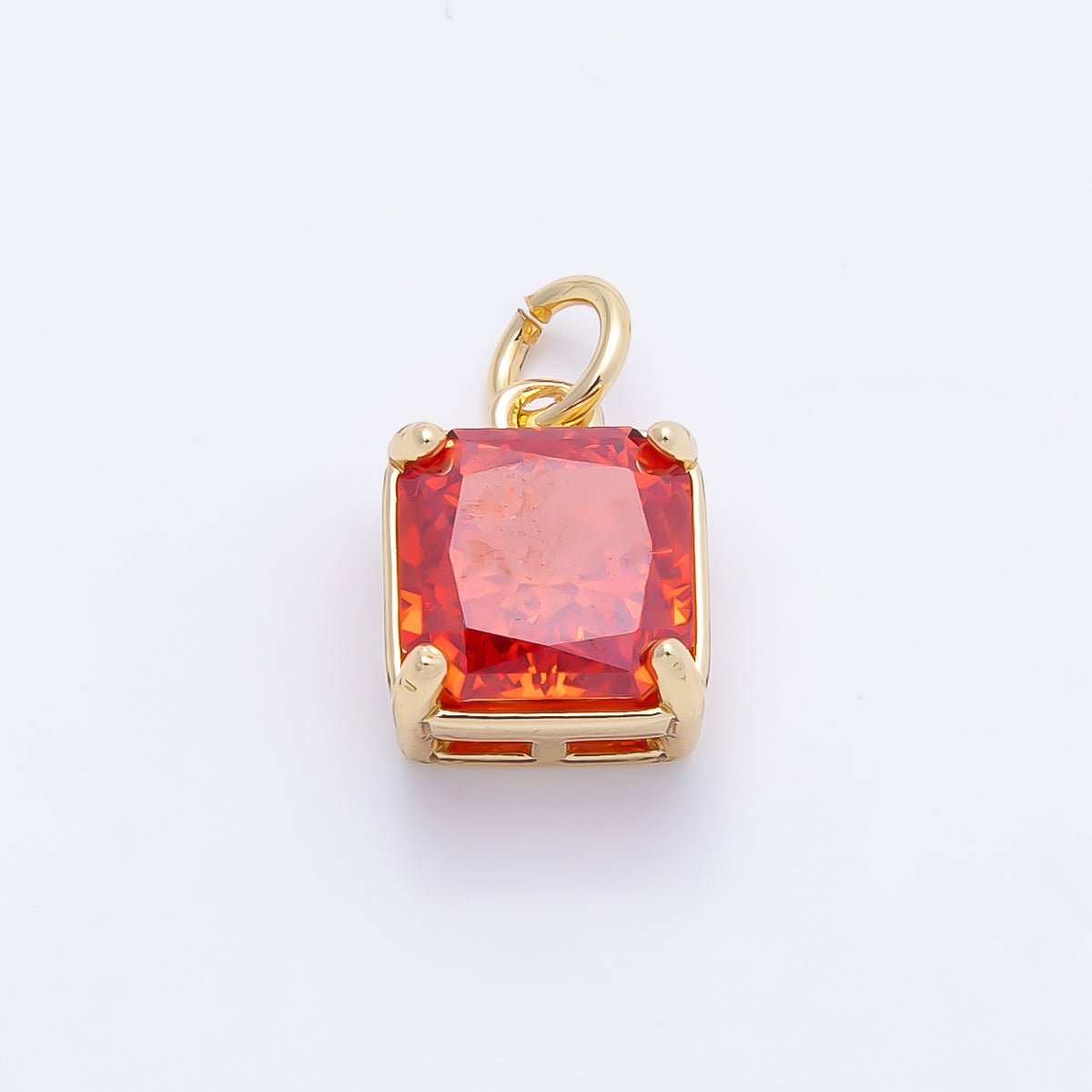 16K Gold Filled 11mm Birthstone CZ Square Charm | Charms-01172 ~ Charms-01183 - DLUXCA