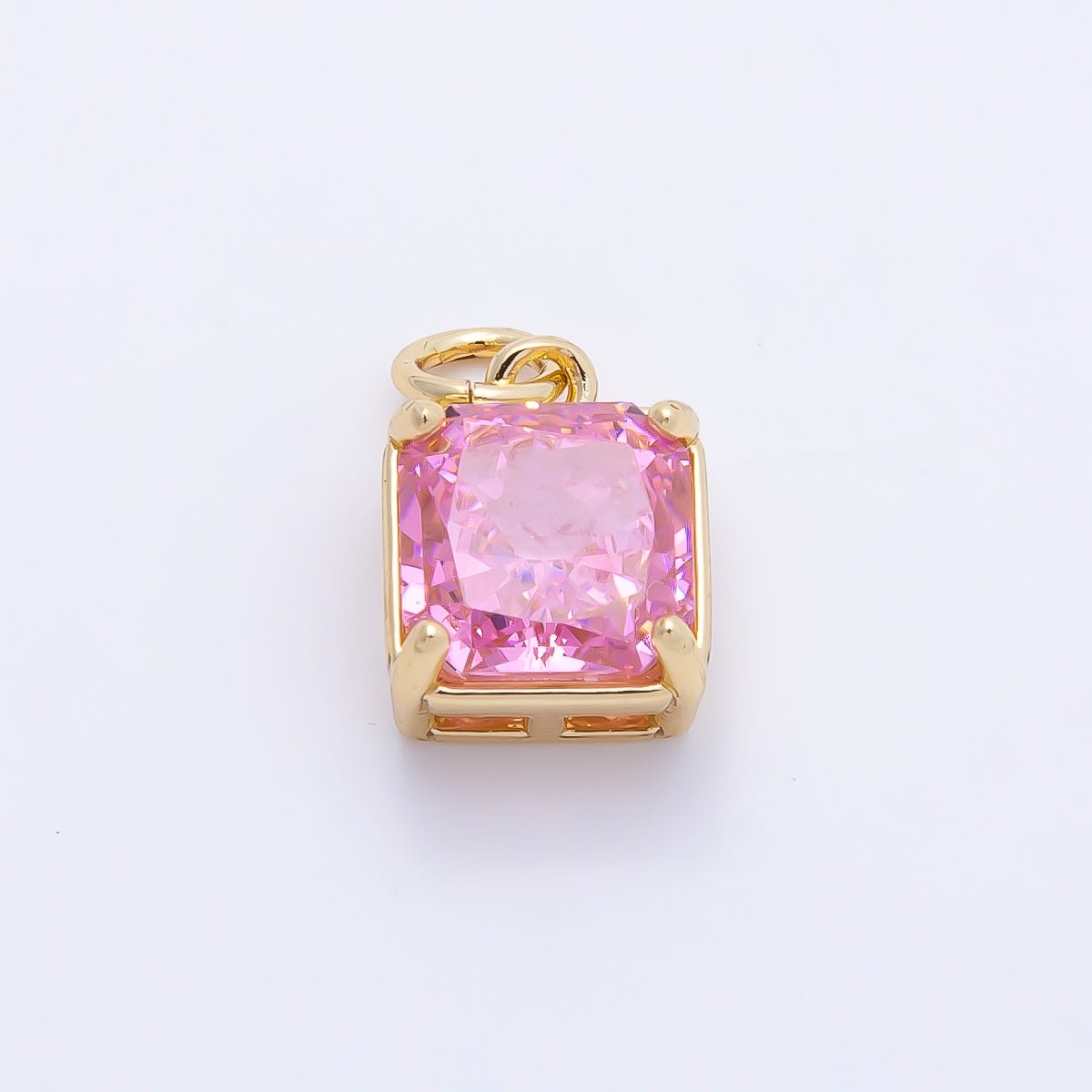 16K Gold Filled 11mm Birthstone CZ Square Charm | Charms-01172 ~ Charms-01183 - DLUXCA