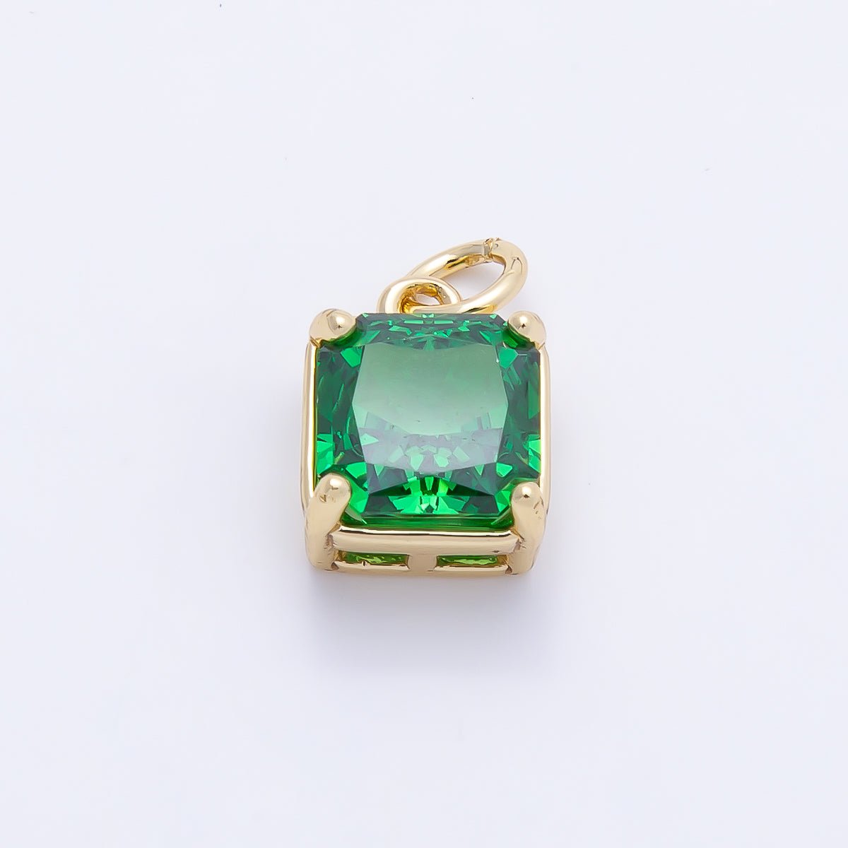 16K Gold Filled 11mm Birthstone CZ Square Charm | Charms-01172 ~ Charms-01183 - DLUXCA