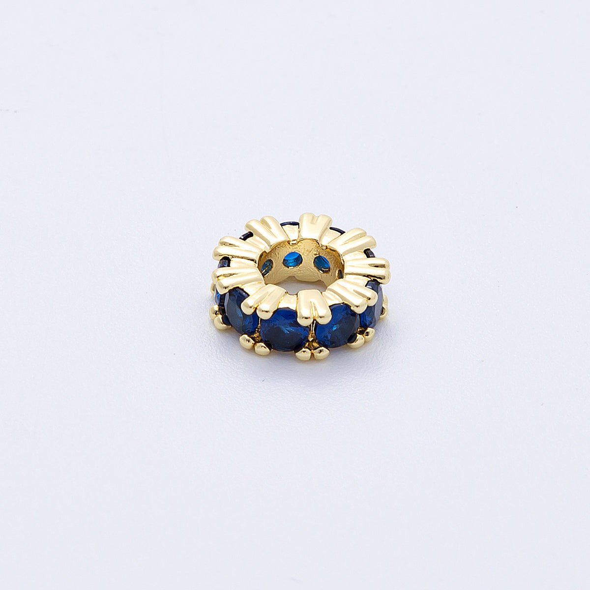 16K Gold Filled 11mm Birthstone Micro Paved Rondelle Spacer Set | Beads - 00064 ~ Beads - 00076 - DLUXCA
