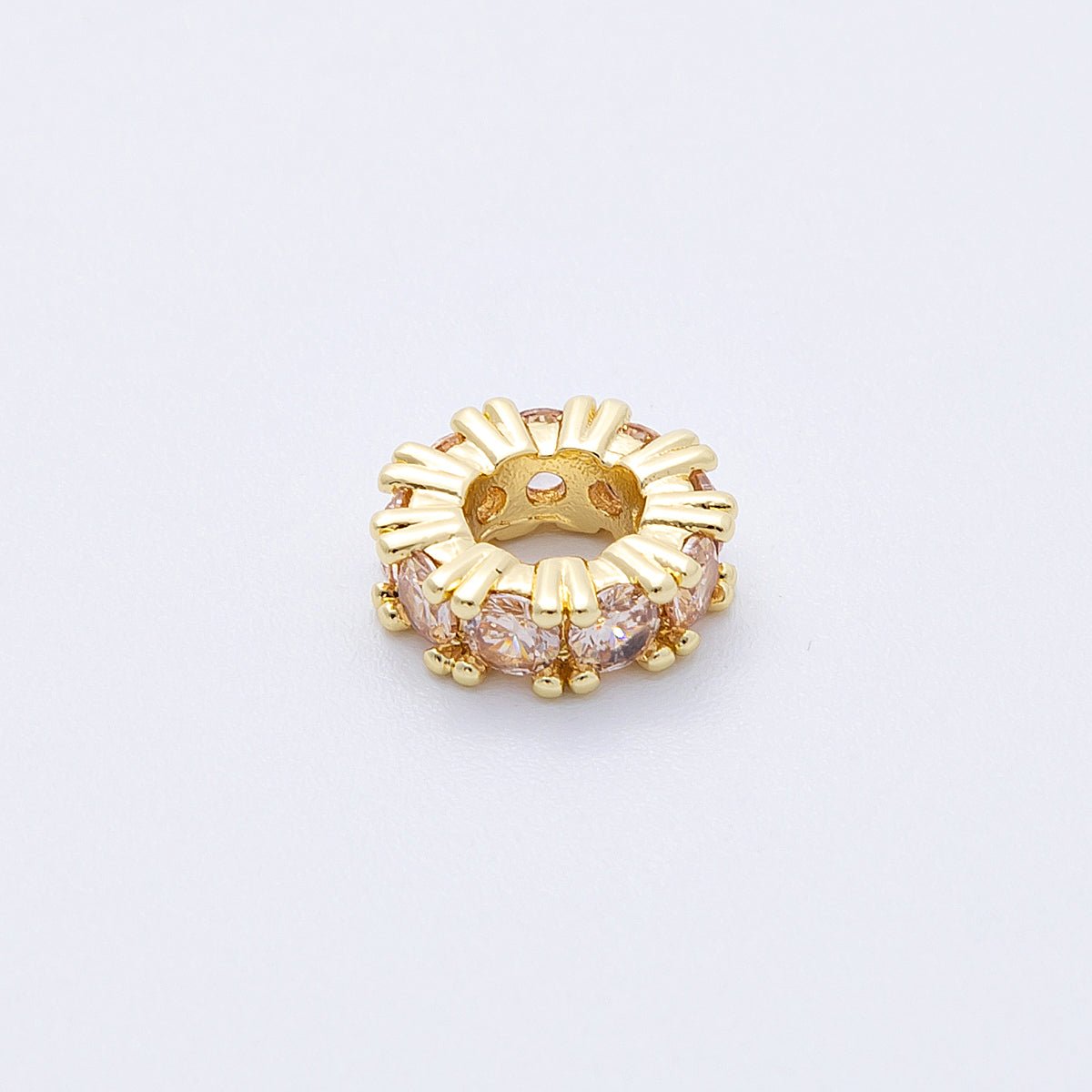 16K Gold Filled 11mm Birthstone Micro Paved Rondelle Spacer Set | Beads - 00064 ~ Beads - 00076 - DLUXCA