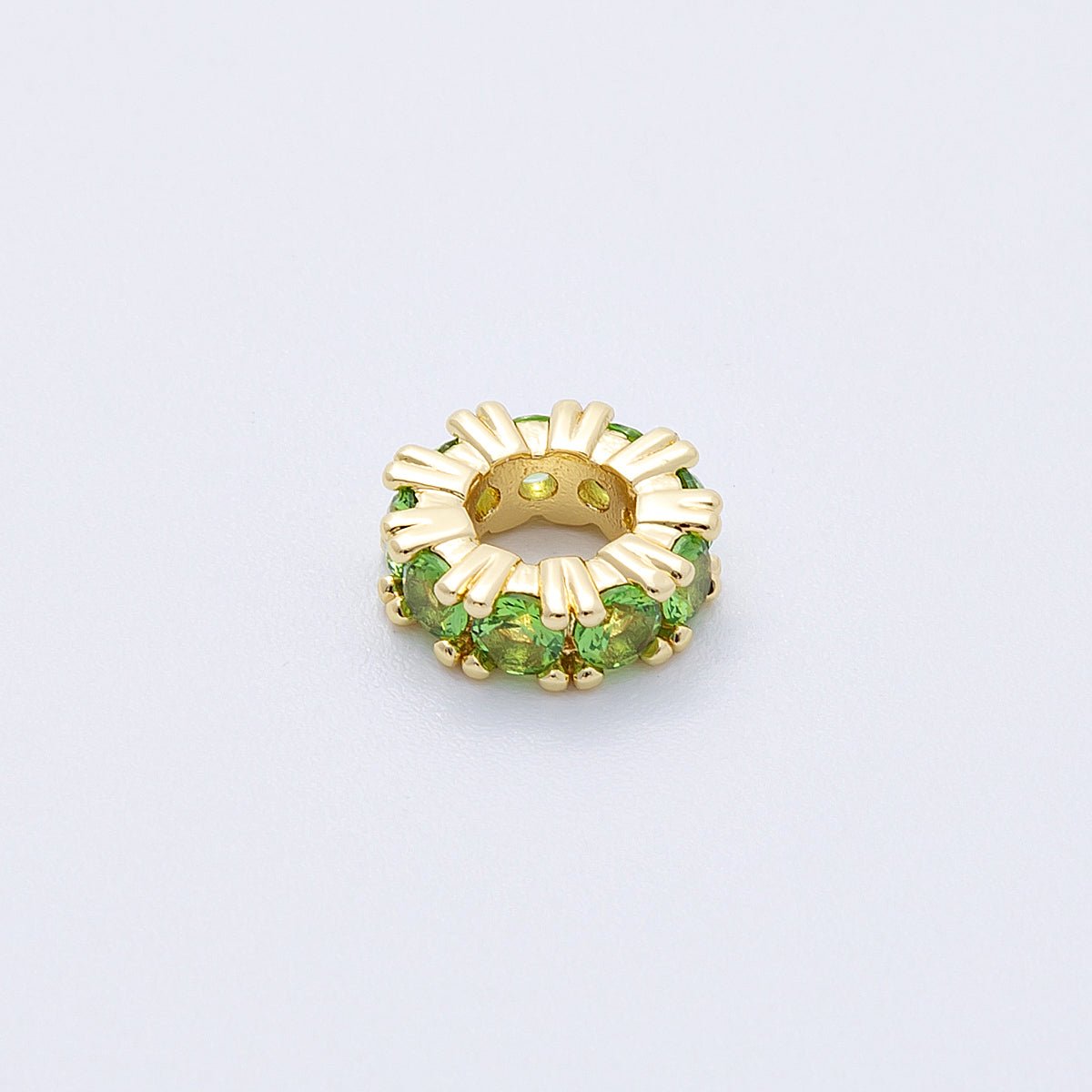 16K Gold Filled 11mm Birthstone Micro Paved Rondelle Spacer Set | Beads - 00064 ~ Beads - 00076 - DLUXCA