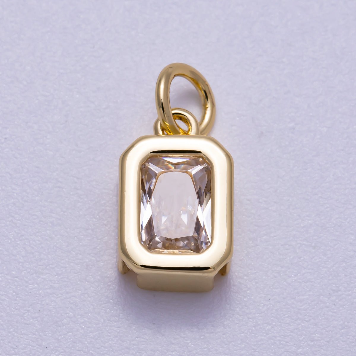 16K Gold Filled 11mm Clear Baguette CZ Rectangular Bezel Mini Charm | Charms - 00628 - DLUXCA