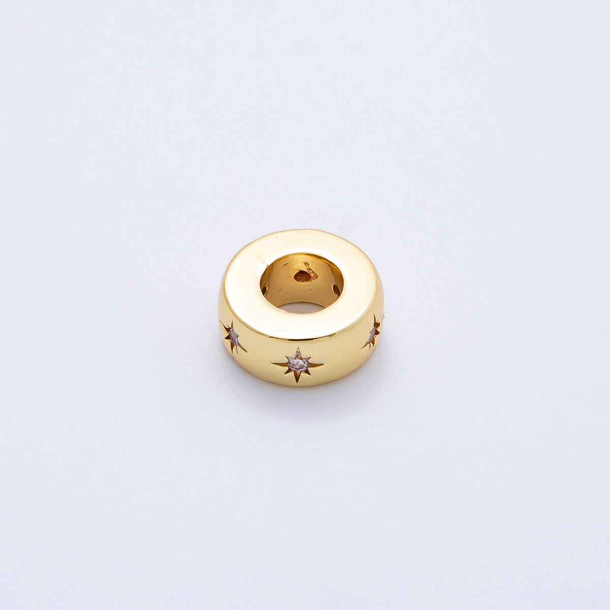 16K Gold Filled 11mm Clear Celestial Star CZ Rondelle Spacer Bead | BEADS - 00277 - DLUXCA