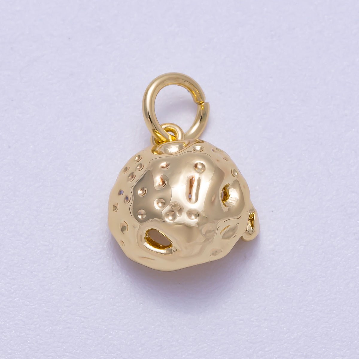 16K Gold Filled 11mm Hammered Dome Geometric Charm | Charms - 00626 - DLUXCA