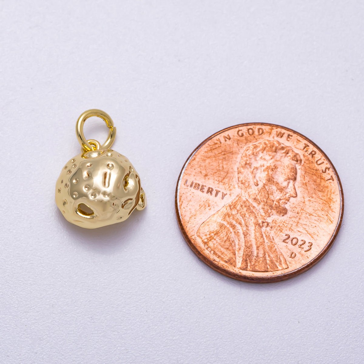 16K Gold Filled 11mm Hammered Dome Geometric Charm | Charms - 00626 - DLUXCA