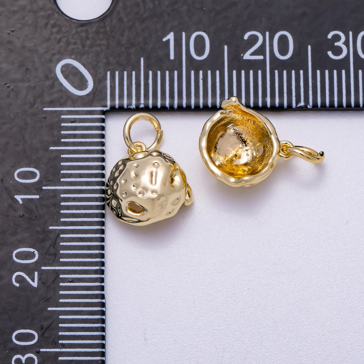 16K Gold Filled 11mm Hammered Dome Geometric Charm | Charms - 00626 - DLUXCA