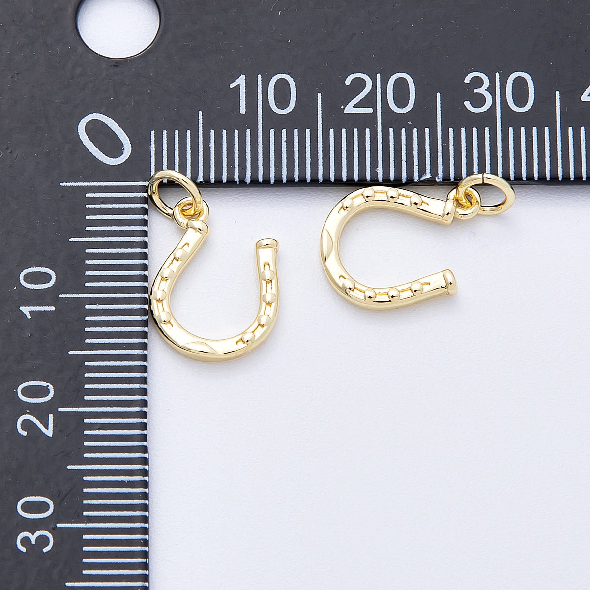 16K Gold Filled 12.5mm Horseshoe Double Sided Multidimensional 3D Mini Charm | Charms - 00129 - DLUXCA