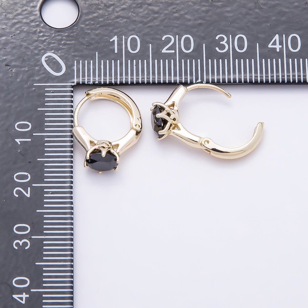 16K Gold Filled 12.5mm Pink, Red, Green, Purple, Blue, Black Round Solitaire CZ Cartilage Huggie Earrings | Earrings - 00381 ~ Earrings - 00386 - DLUXCA