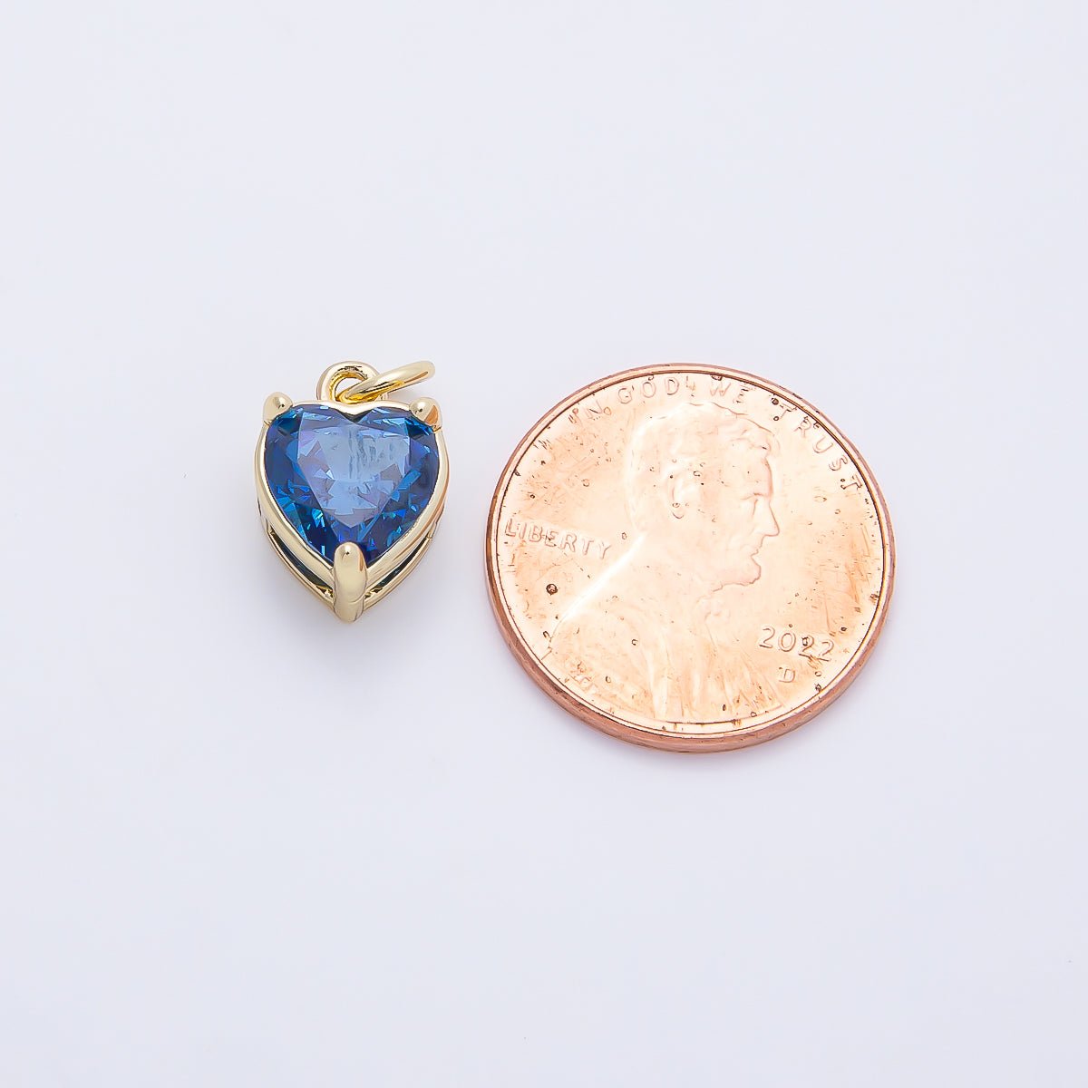 16K Gold Filled 12mm Birthstone CZ Heart Charm | Charms-01184 ~ Charms-01195 - DLUXCA