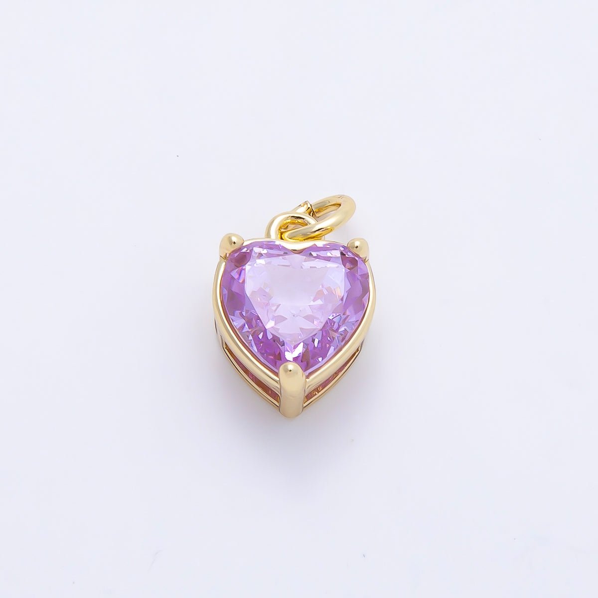 16K Gold Filled 12mm Birthstone CZ Heart Charm | Charms-01184 ~ Charms-01195 - DLUXCA