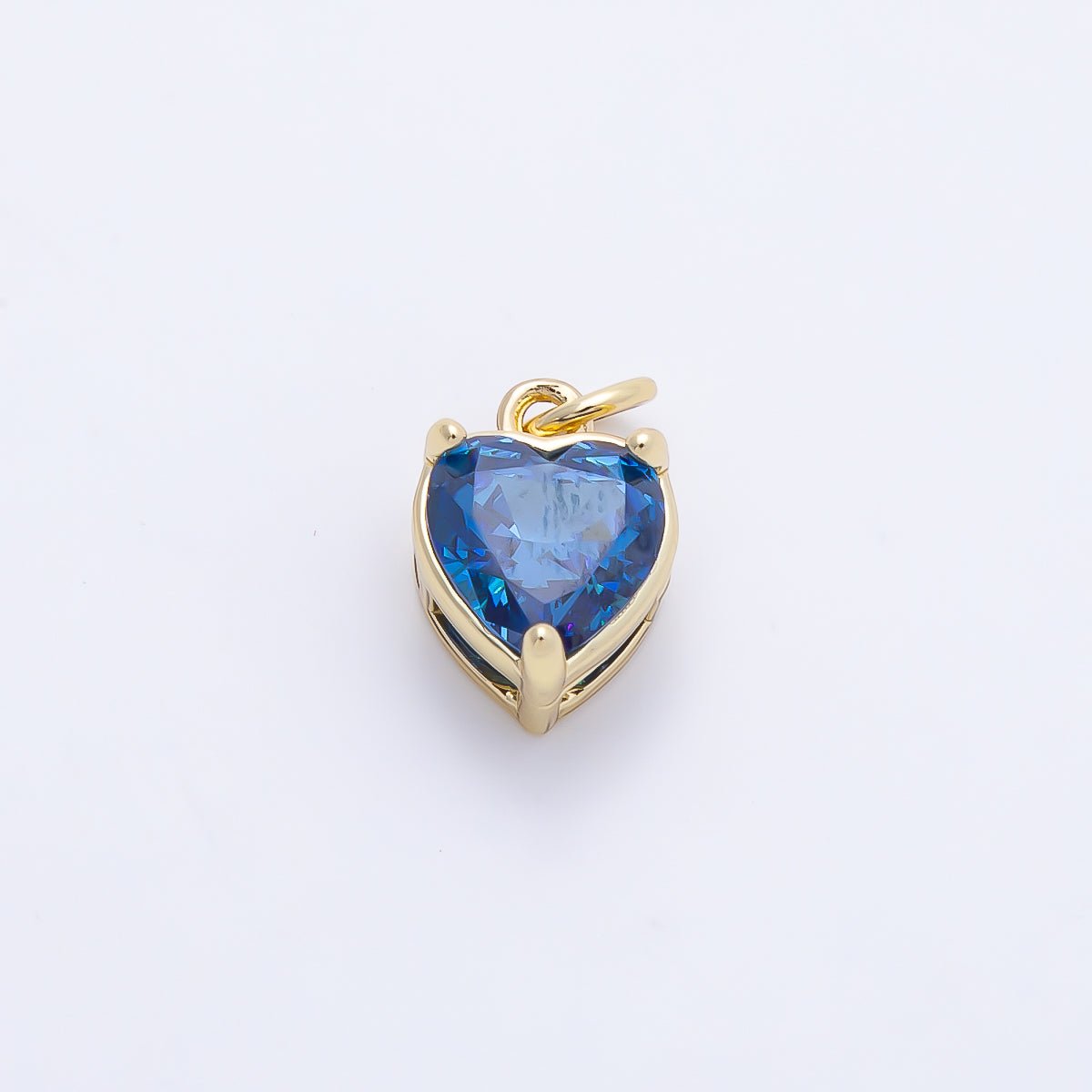 16K Gold Filled 12mm Birthstone CZ Heart Charm | Charms-01184 ~ Charms-01195 - DLUXCA