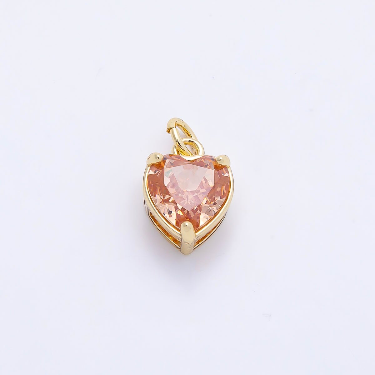 16K Gold Filled 12mm Birthstone CZ Heart Charm | Charms-01184 ~ Charms-01195 - DLUXCA