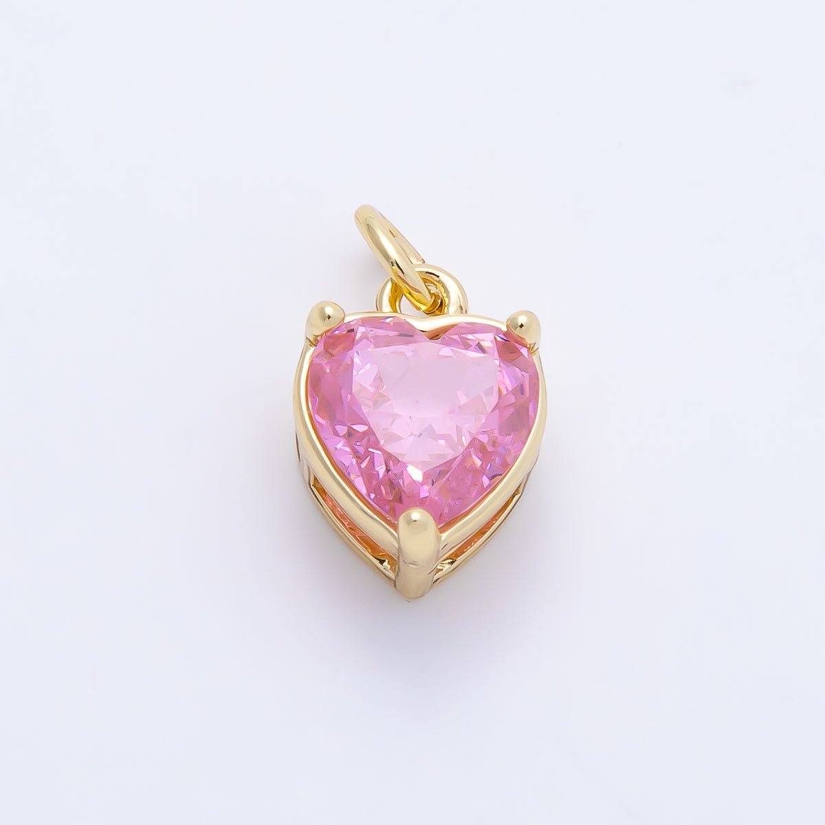 16K Gold Filled 12mm Birthstone CZ Heart Charm | Charms-01184 ~ Charms-01195 - DLUXCA
