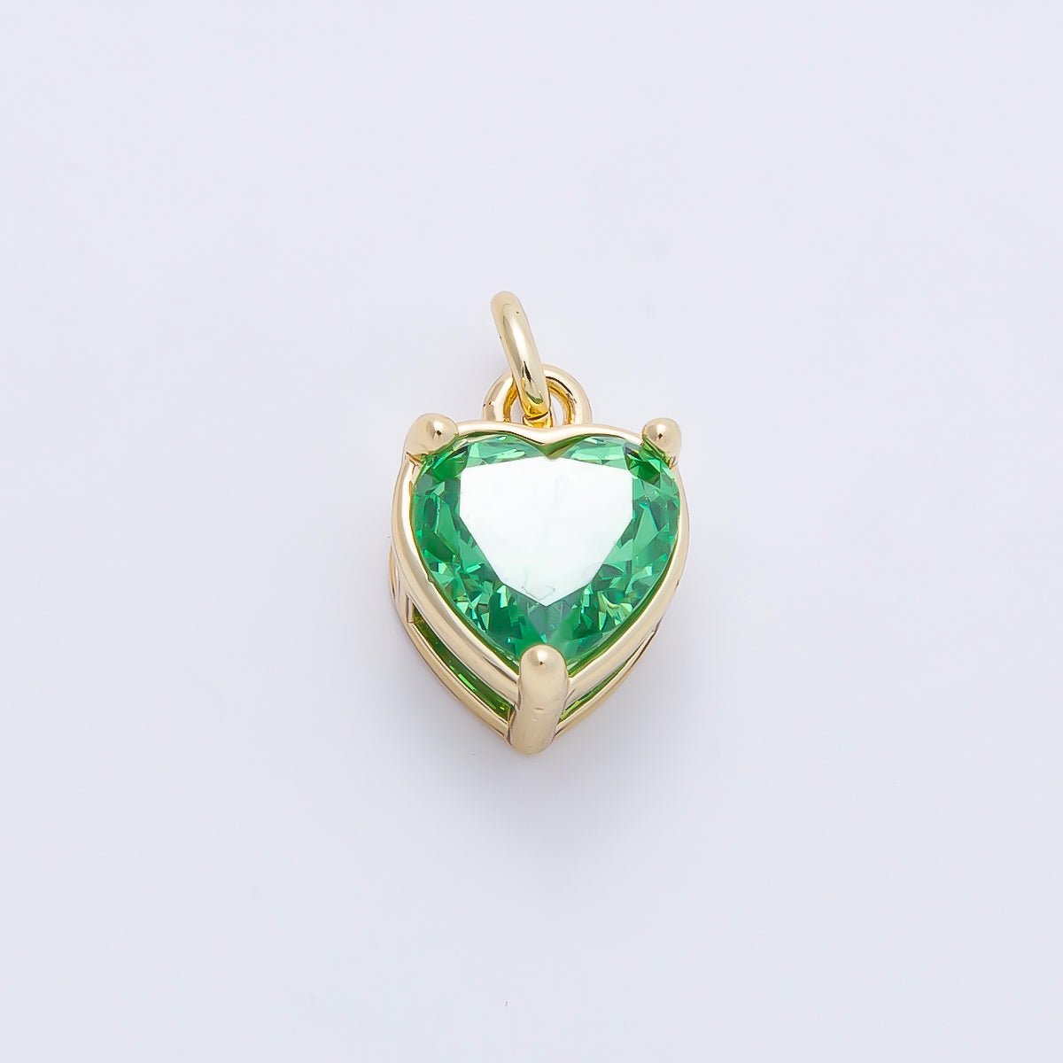 16K Gold Filled 12mm Birthstone CZ Heart Charm | Charms-01184 ~ Charms-01195 - DLUXCA