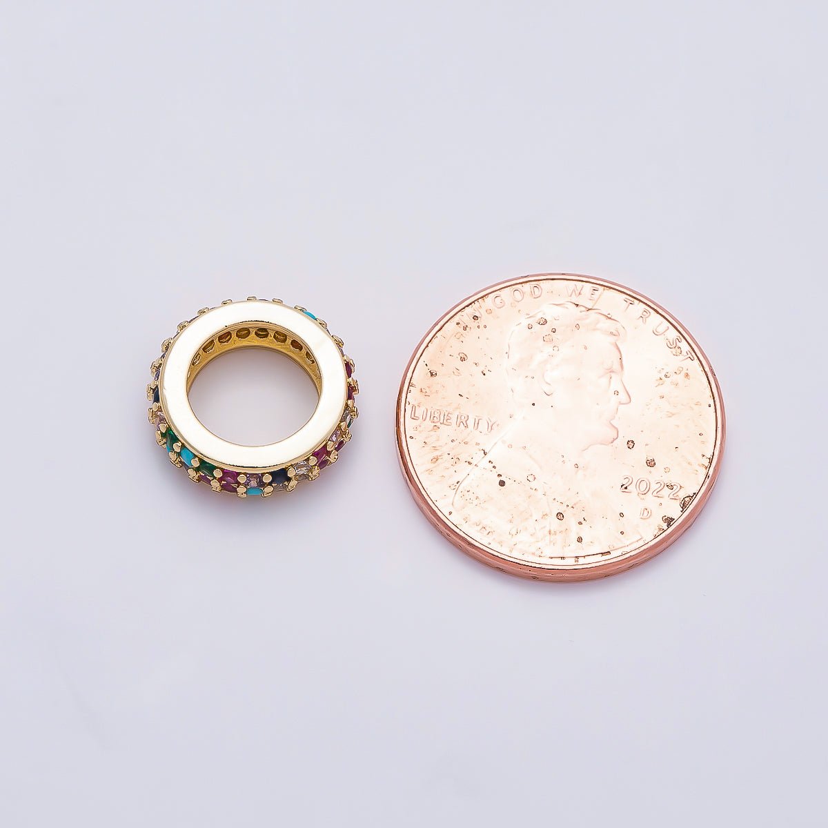 16K Gold Filled 12mm Micro Paved CZ Thin Rondelle Bead | Beads-00482 ~ Beads-00487 - DLUXCA