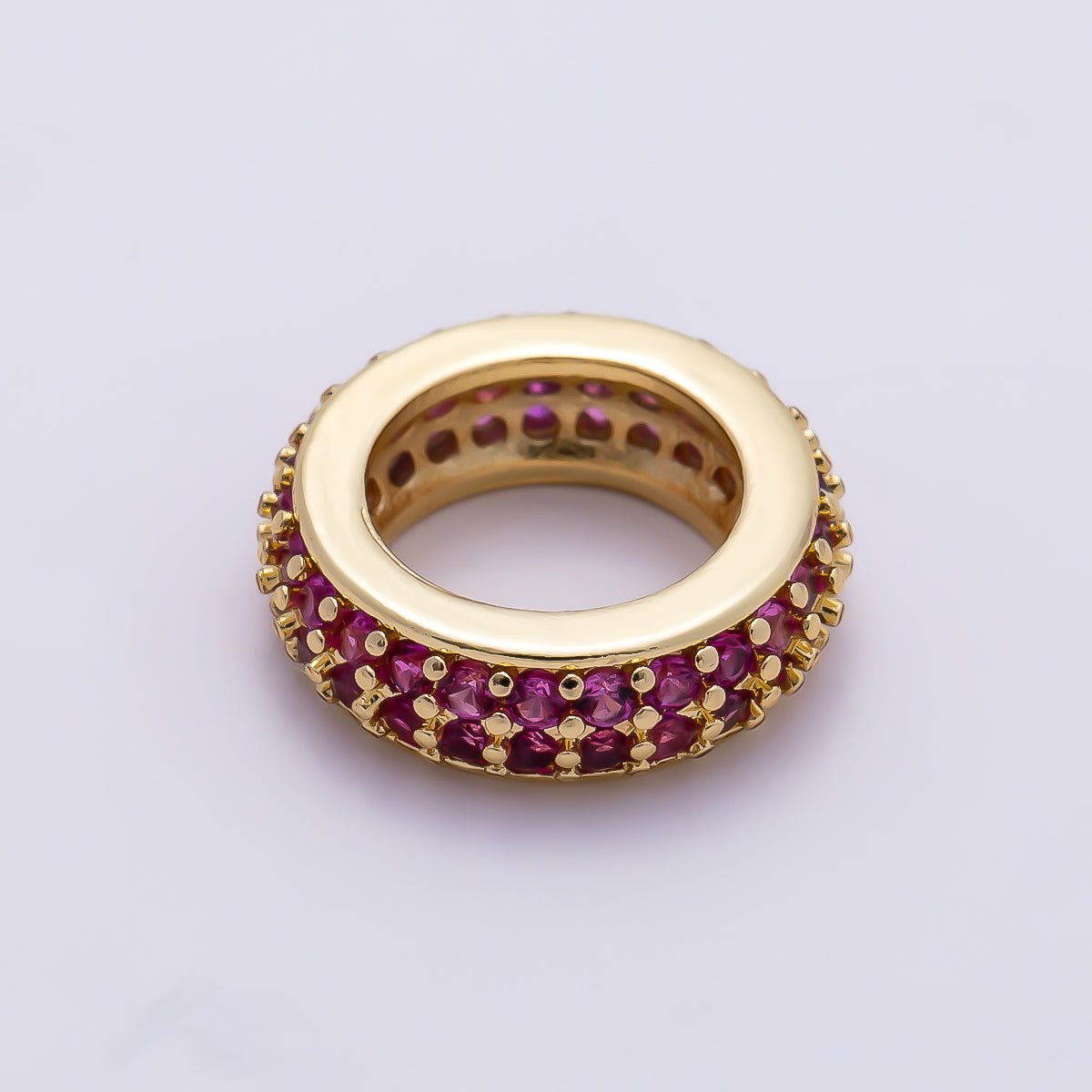 16K Gold Filled 12mm Micro Paved CZ Thin Rondelle Bead | Beads-00482 ~ Beads-00487 - DLUXCA