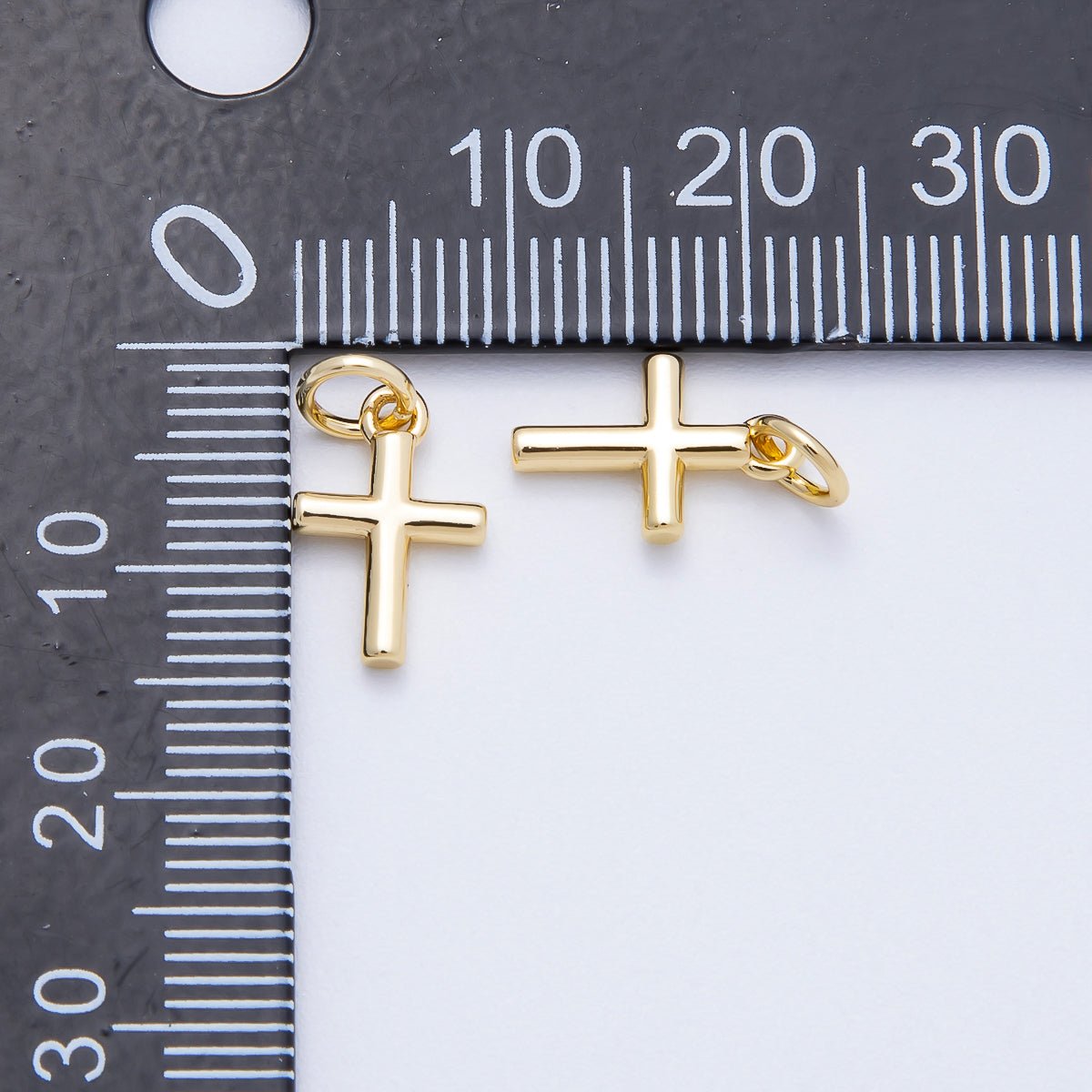 16K Gold Filled 12mm Minimalist Religious Cross Mini Charm in Gold & Silver | Charms - 00651 Charms - 00652 - DLUXCA