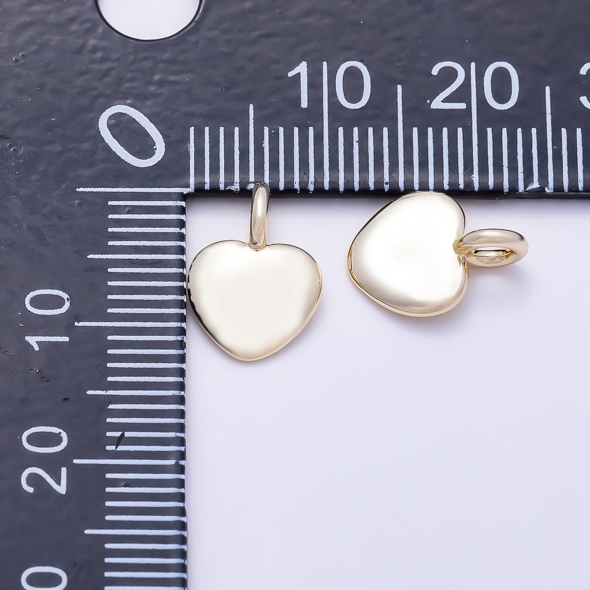 16K Gold Filled 12mm Minimalist Smooth Plain Puffy Heart Charm | Charms-01645 - DLUXCA
