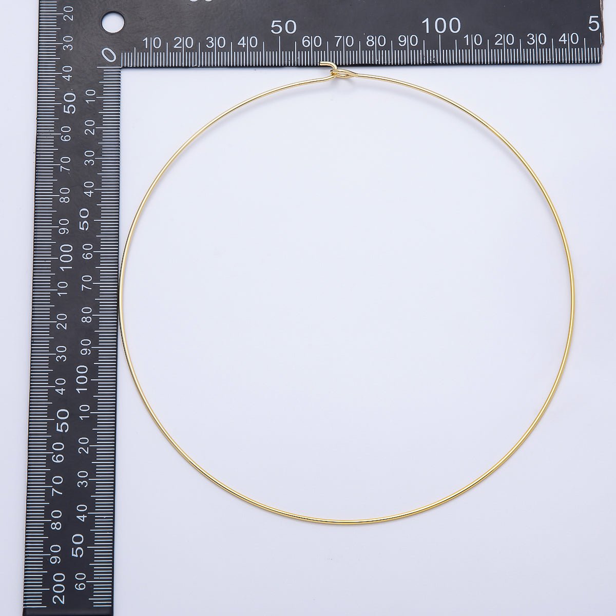 16K Gold Filled 1.2mm Plain Thin Torque Tube Choker Floating Collar Necklace in Gold & Silver | WA - 04444 - WA - 04445 - DLUXCA