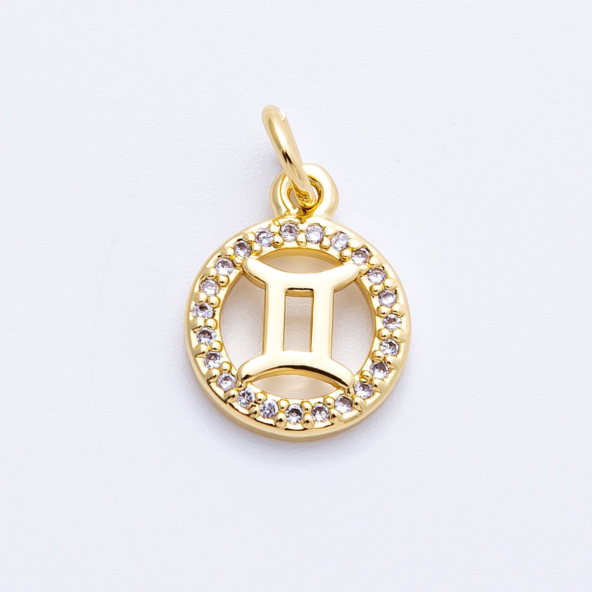 16K Gold Filled 13.5mm Micro Paved CZ Personalized Zodiac Sign Charm | Charms - 00223 ~ Charms - 00234 - DLUXCA