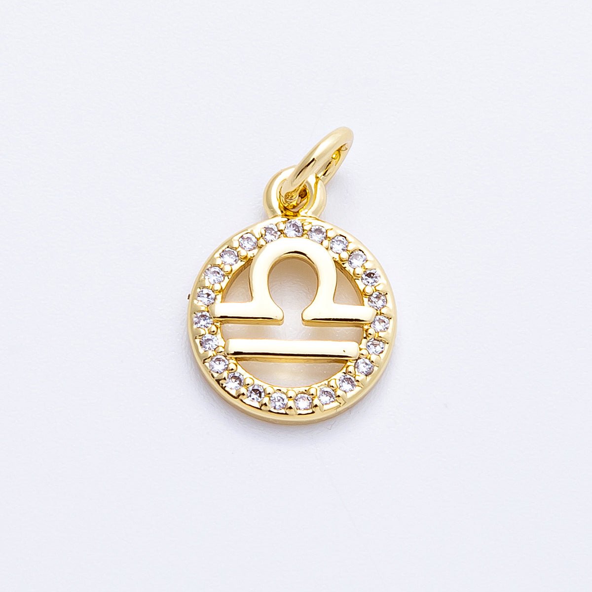 16K Gold Filled 13.5mm Micro Paved CZ Personalized Zodiac Sign Charm | Charms - 00223 ~ Charms - 00234 - DLUXCA