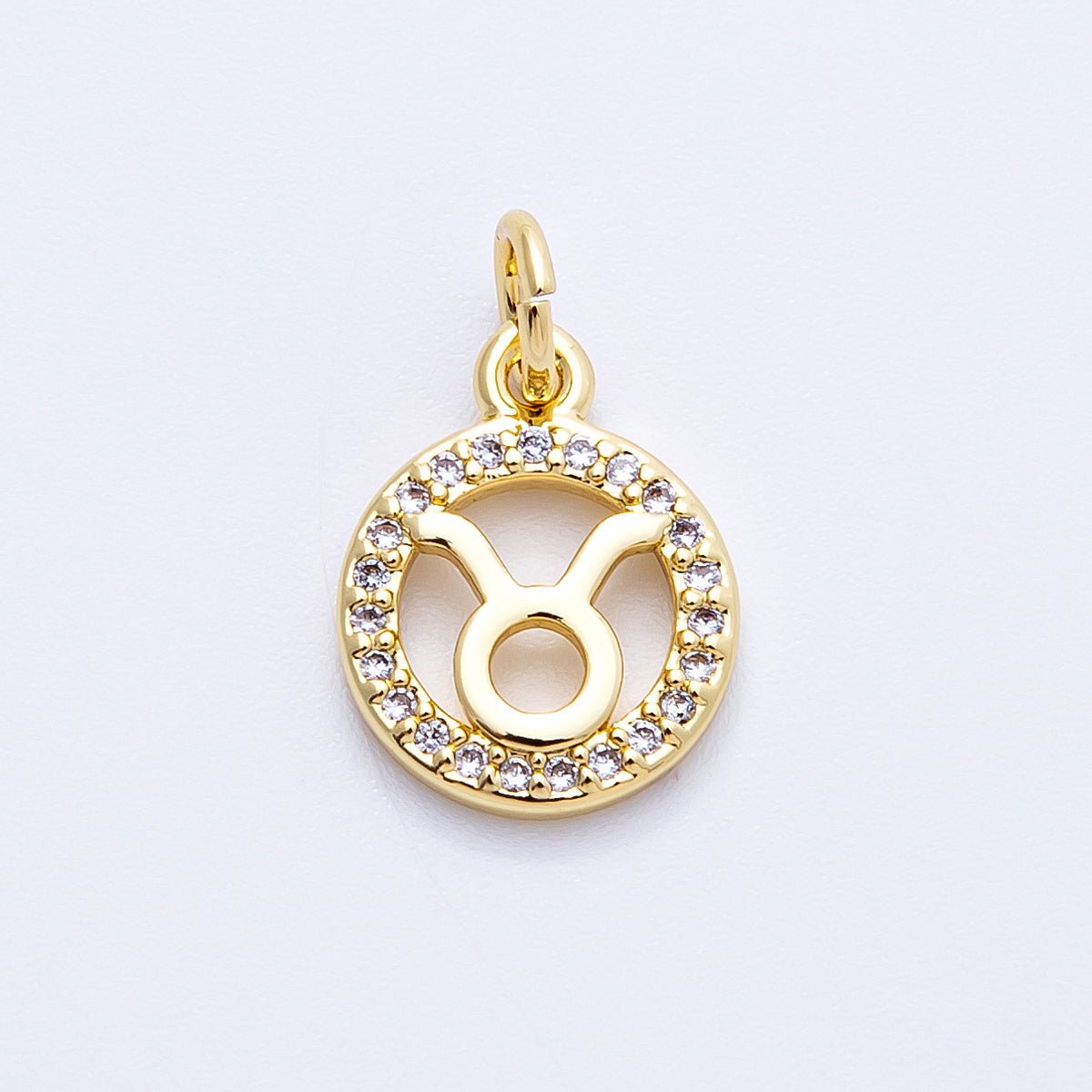 16K Gold Filled 13.5mm Micro Paved CZ Personalized Zodiac Sign Charm | Charms - 00223 ~ Charms - 00234 - DLUXCA