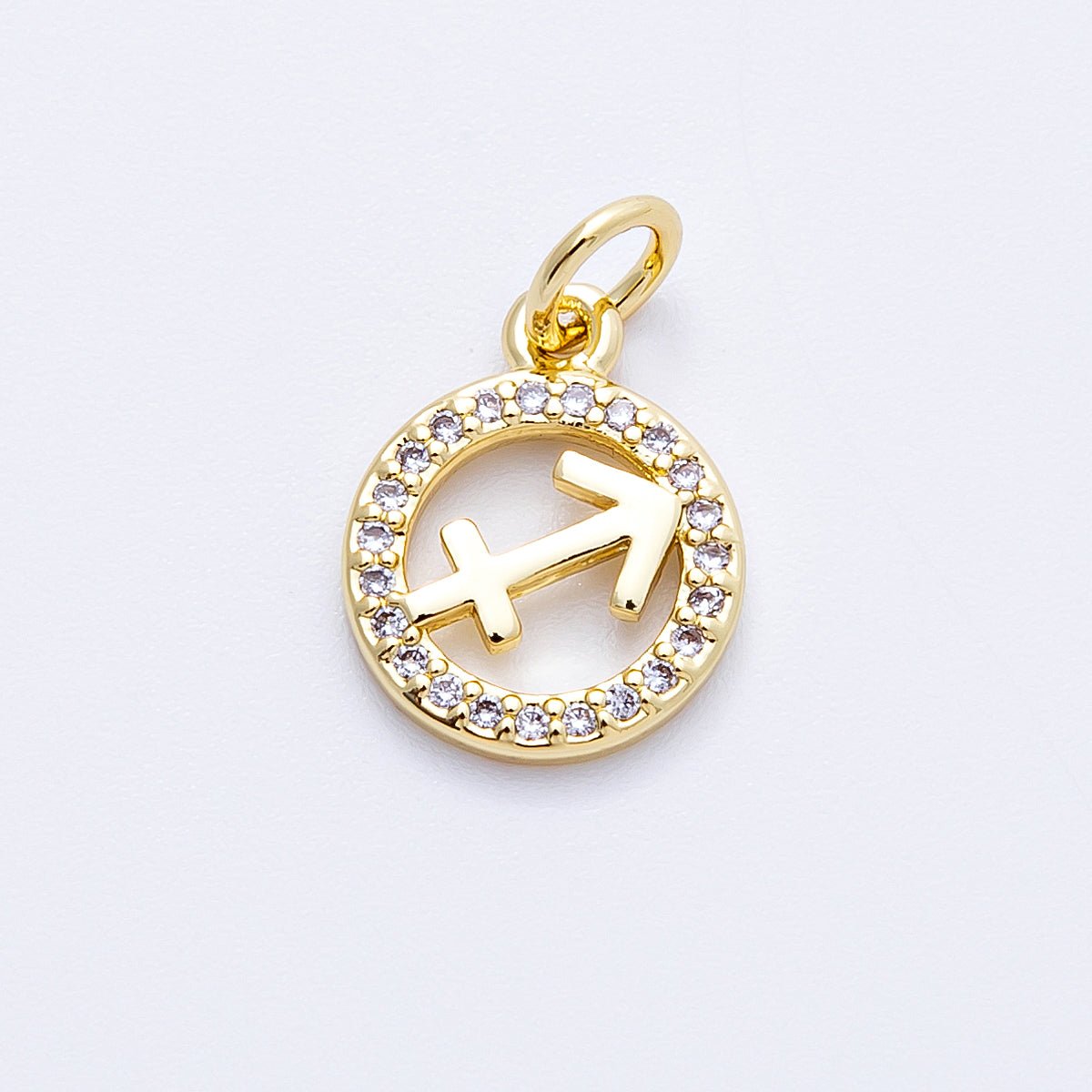16K Gold Filled 13.5mm Micro Paved CZ Personalized Zodiac Sign Charm | Charms - 00223 ~ Charms - 00234 - DLUXCA