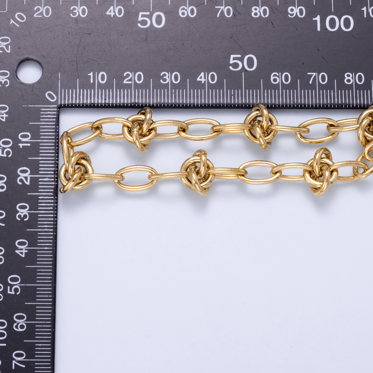 16K Gold Filled 13mm Knot Geometric Paperclip Chain 17.5 Inch Necklace in Gold & Silver | WA-01952 WA-01953 - DLUXCA