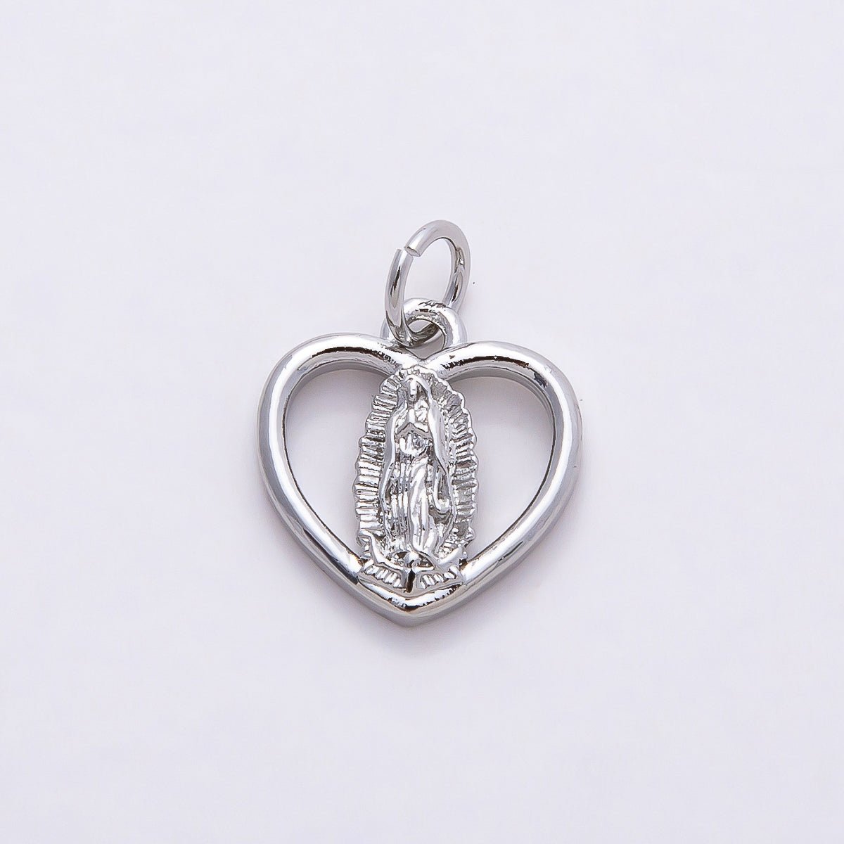 16K Gold Filled 13mm Mother Mary Open Heart Charm in Gold & Silver | Charms - 00850 Charms - 00851 - DLUXCA