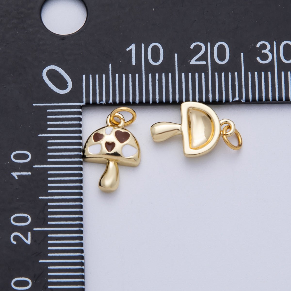 16K Gold Filled 13mm Red, Brown Enamel Mushroom Charm | Charms - 00168 Charms - 00169 - DLUXCA