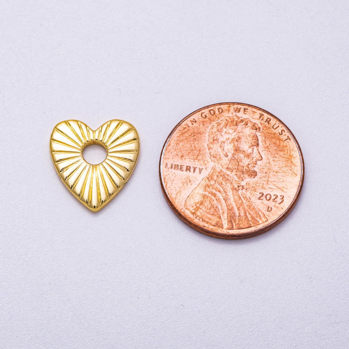 16K Gold Filled 13mm Sunburst Love Heart Spacer Mini Beads | BEADS - 00236 - DLUXCA