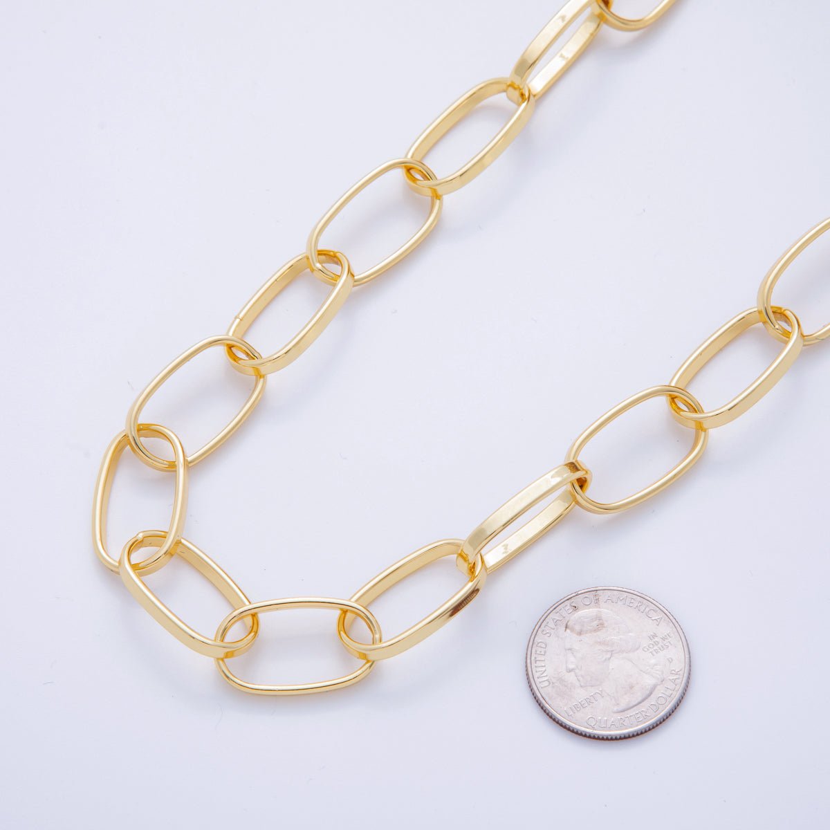 16K Gold Filled 14.2mm Minimalist Paperclip Unfinished Chain by Yard | Roll - 1570 - DLUXCA