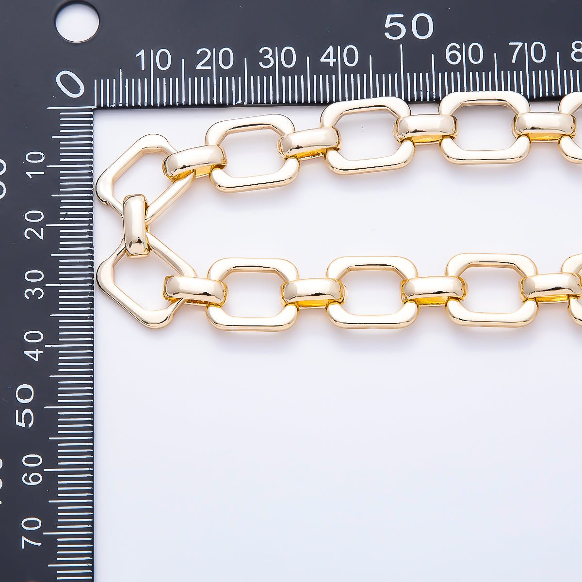 16K Gold Filled 14.5mm x 12mm Edged Minimalist Paperclip Unfinished Chain by Yard | Roll-01897 - DLUXCA