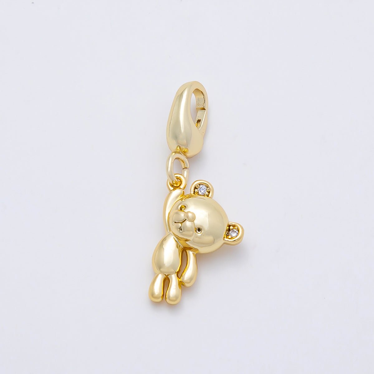 16K Gold Filled 14mm CZ Teddy Bear Minimalist 3D Multidimensional Charm | Charms-01170 - DLUXCA