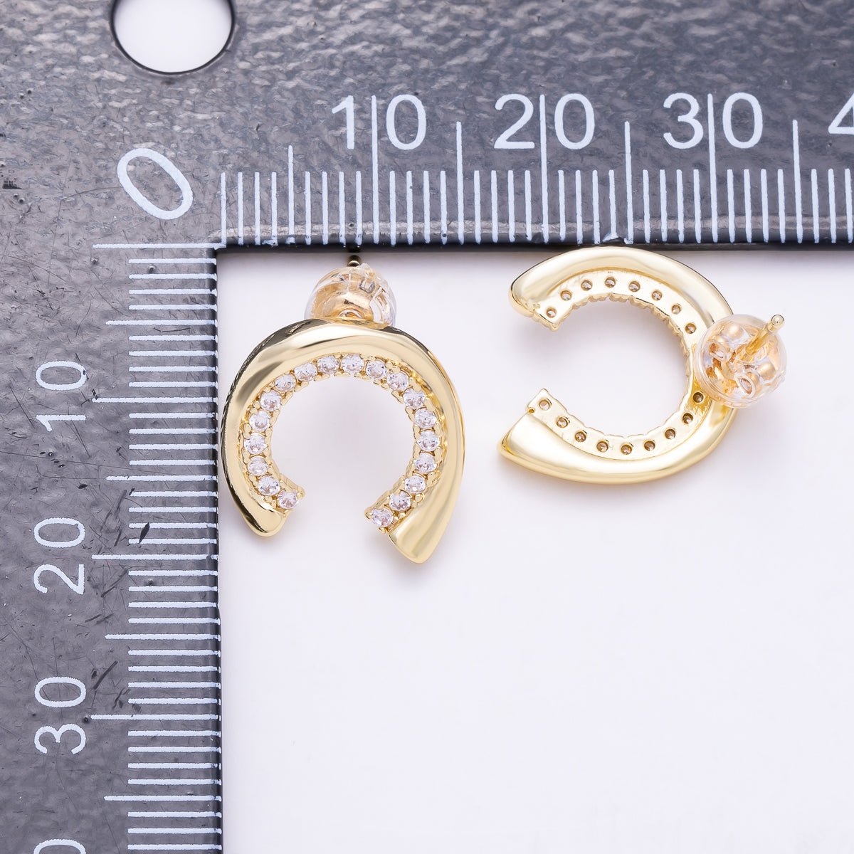 16K Gold Filled 14mm Horseshoe Curved Open U Shaped Hoop Earrings | Earrings-00829 - Earrings-00830 - DLUXCA