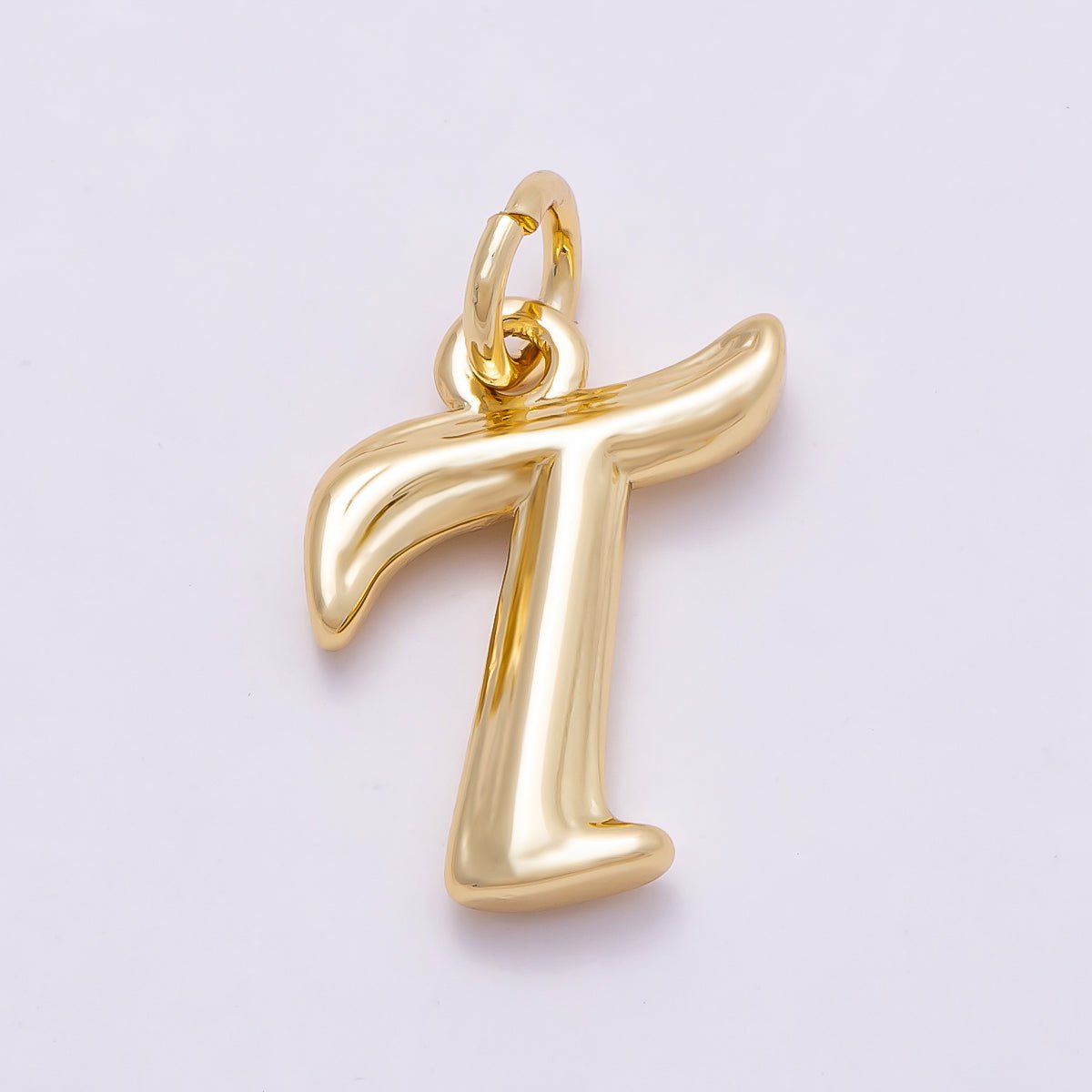 16K Gold Filled 14mm Minimalist Molten Alphabet Initial Letter Charm | Charms - 00908 ~ Charms - 00933 - DLUXCA