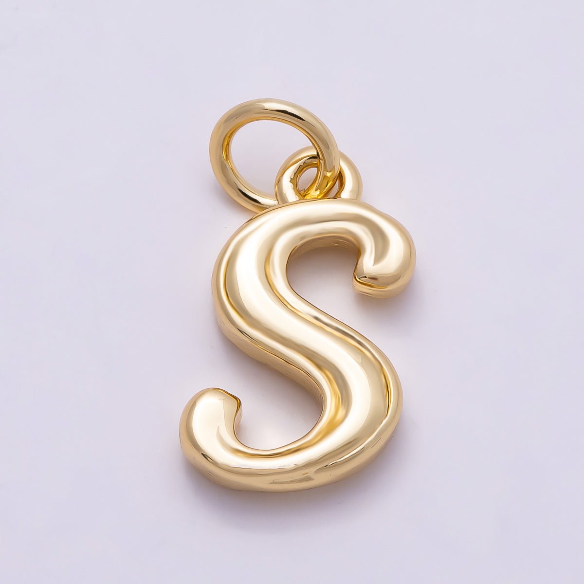 16K Gold Filled 14mm Minimalist Molten Alphabet Initial Letter Charm | Charms - 00908 ~ Charms - 00933 - DLUXCA