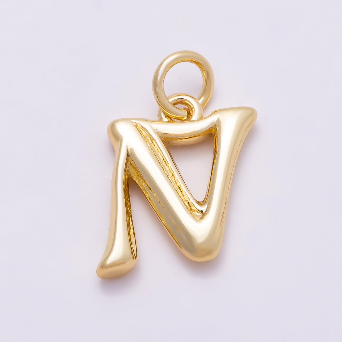 16K Gold Filled 14mm Minimalist Molten Alphabet Initial Letter Charm | Charms - 00908 ~ Charms - 00933 - DLUXCA