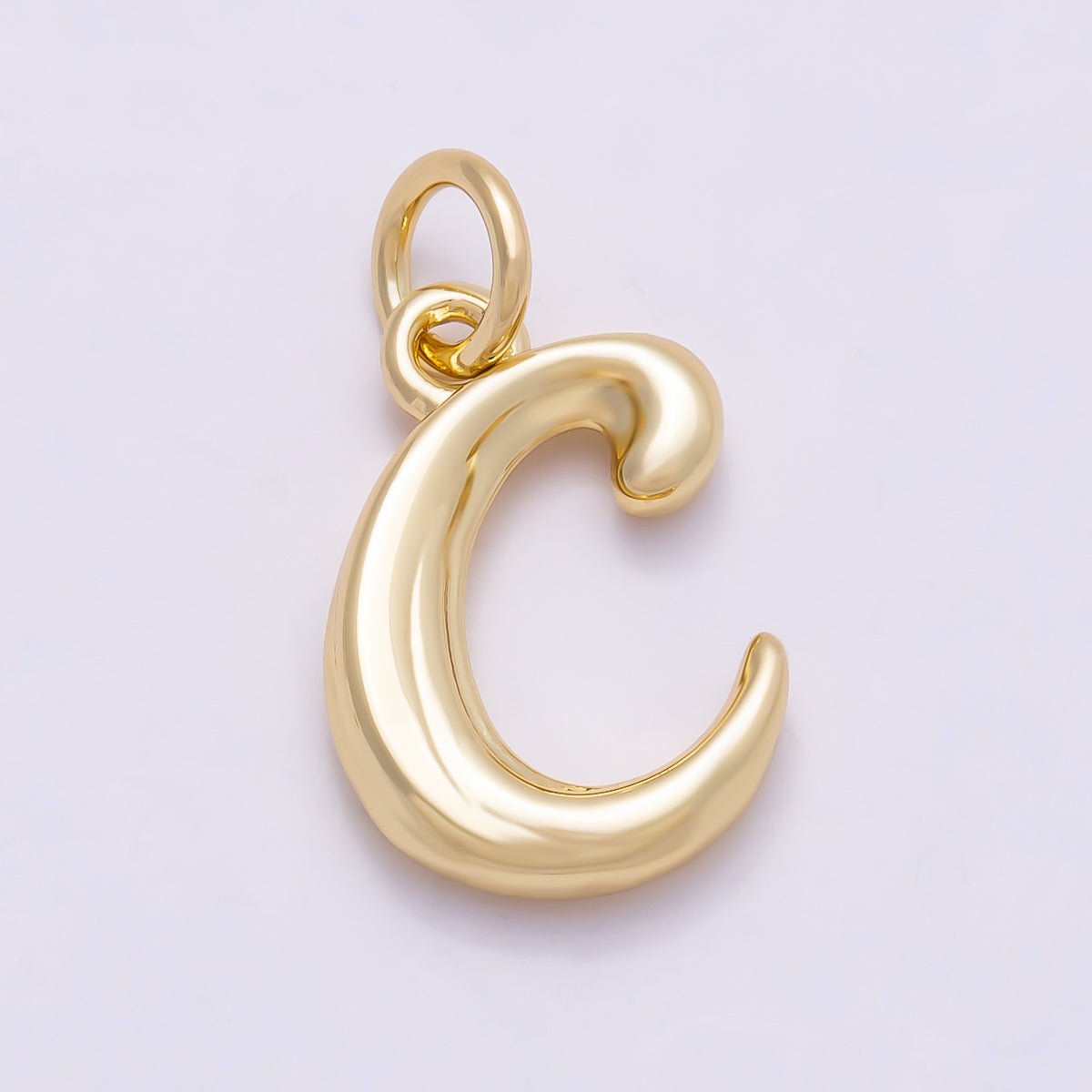 16K Gold Filled 14mm Minimalist Molten Alphabet Initial Letter Charm | Charms - 00908 ~ Charms - 00933 - DLUXCA