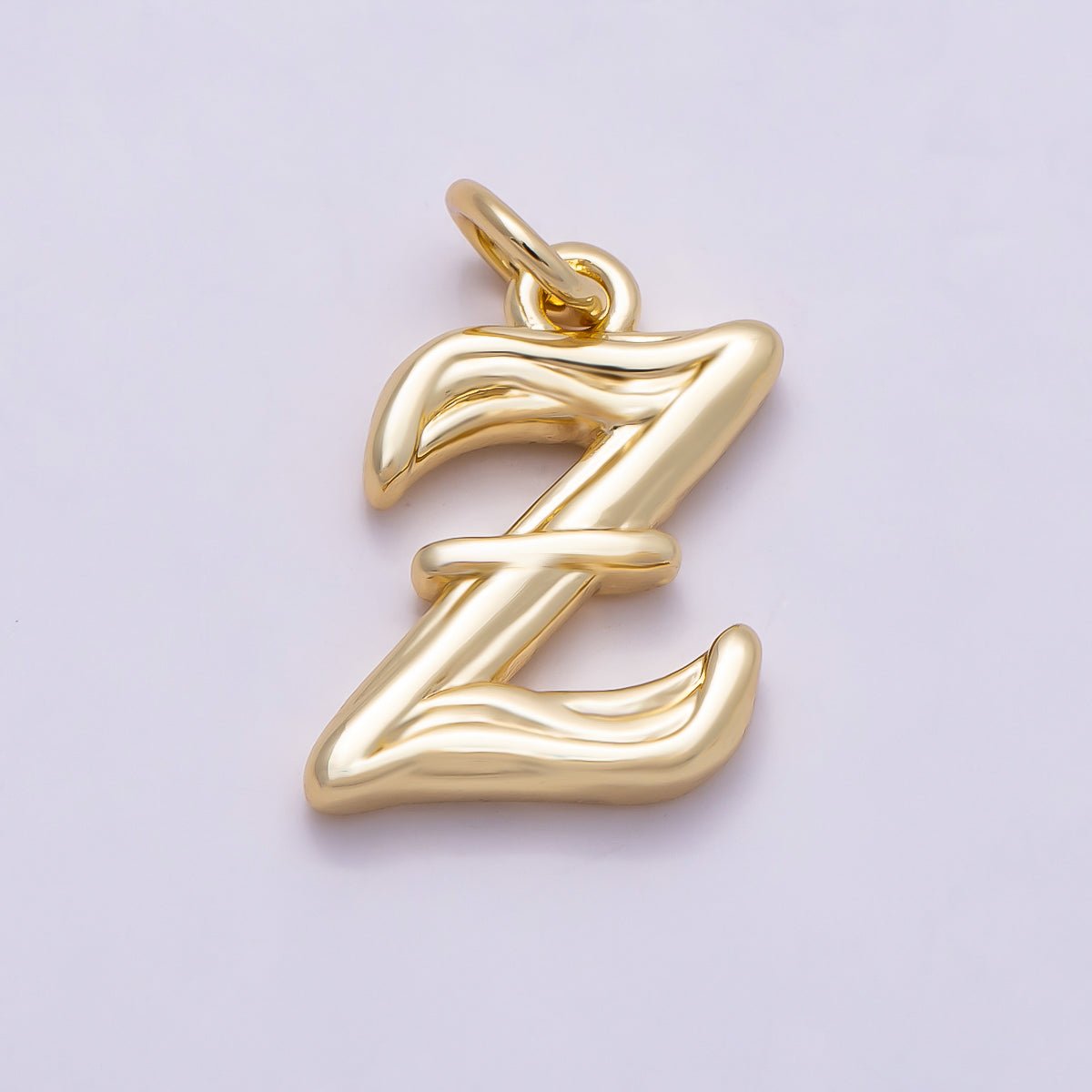 16K Gold Filled 14mm Minimalist Molten Alphabet Initial Letter Charm | Charms - 00908 ~ Charms - 00933 - DLUXCA