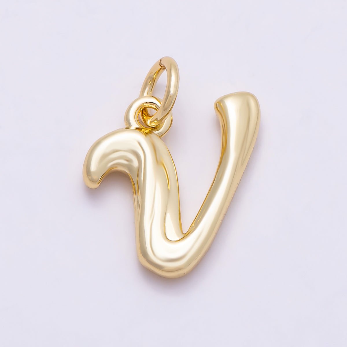 16K Gold Filled 14mm Minimalist Molten Alphabet Initial Letter Charm | Charms - 00908 ~ Charms - 00933 - DLUXCA