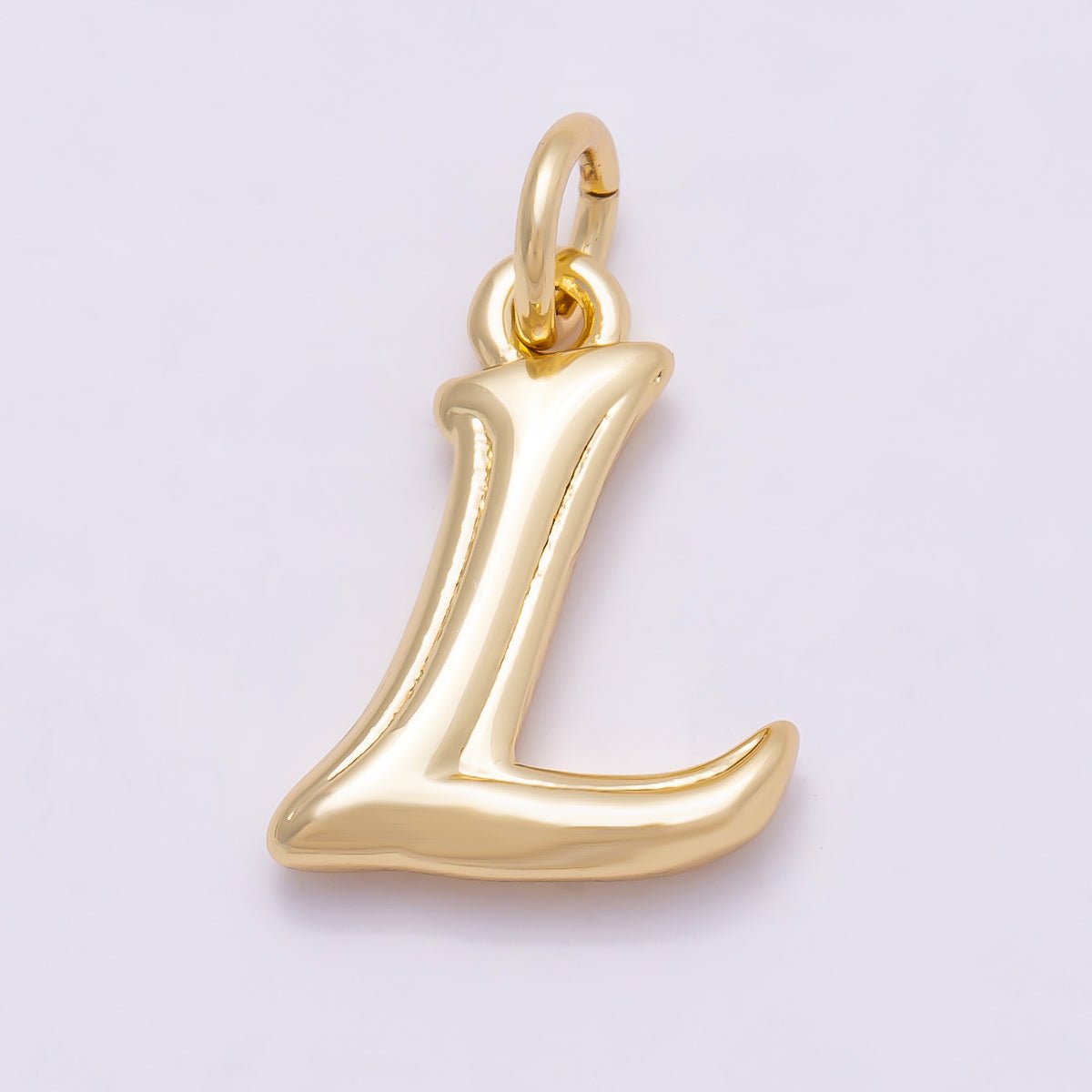 16K Gold Filled 14mm Minimalist Molten Alphabet Initial Letter Charm | Charms - 00908 ~ Charms - 00933 - DLUXCA