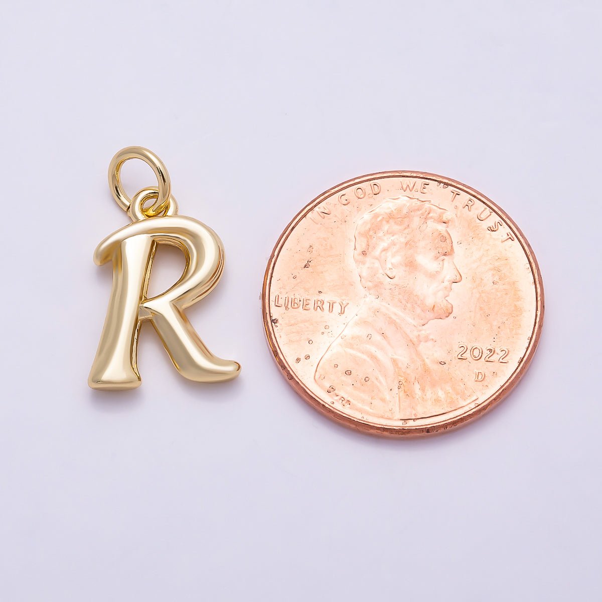 16K Gold Filled 14mm Minimalist Molten Alphabet Initial Letter Charm | Charms - 00908 ~ Charms - 00933 - DLUXCA