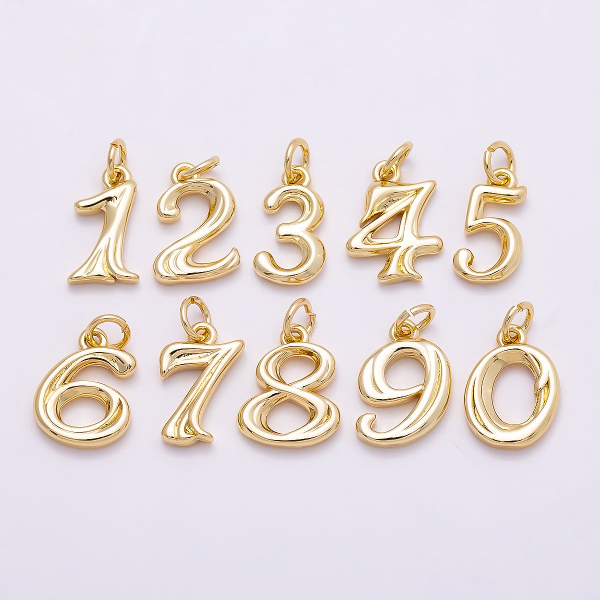 16K Gold Filled 14mm Minimalist Molten Number Numerology Charm | Charms - 00878 ~ Charms - 00887 - DLUXCA